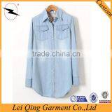 Fashion Blue Long Plus Size Shirts Women Denim Clothing Manufacturers Denim Women Shirts thumbnail-4