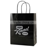 USA Made Gloss Coated Shopping Bag - made of #63 white kraft paper, dimensions are 8" x 4.75" x 10.5" and comes with your logo.