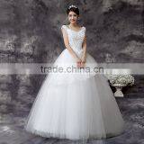 2016 New Women White Wedding Dress Sleeveless Beaded Wholesale OEM thumbnail-2