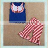 Baby Girl Silicone Clothing Set Bule Sleeveless Top Big Ruffle Pan Turkey Wholesale Children Outfit Clothes thumbnail-1