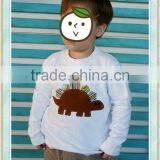 Baby Boy Tshirt Printing Machine White Dinosau Embroidery Long Slevees Top Hip Hop Tshirt thumbnail-1
