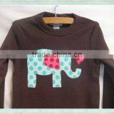 Ruffle Raglan Brown Long Sleeve t Shirt Girls Valentine Elephant Love Applique Shirt thumbnail-1