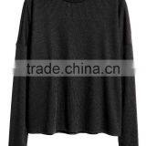 Green Ribbed Crew Neck Relax Fitted Wool Sweater Design for Girl With Dropped Sleeves thumbnail-4