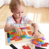 Colourful Wooden Colorful Tangram Puzzle Tetris Brick Pass Game Russia Square Blocks thumbnail-3