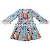 2016 Kids Wholesale Clothing Colorful Feather Print Latest Dress Designs Frock Design for Baby Girl thumbnail-1