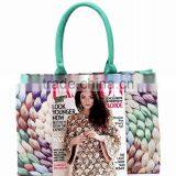 Pattern Stripes Woven Synthetic Straw Tote Womens Shoulder Handbag thumbnail-3