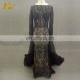 Sexy See Through Black Lace Mermaid Evening Dress With Detachable Train thumbnail-1