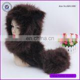 Plush Brown Bear Spirit Hoods Furry Animal Plush Hats With Mittens thumbnail-2