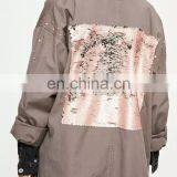 China Supplier OEM Winter 's Coat for Women Ladies Parka Coats With Embroidery Sequin Pattern thumbnail-4