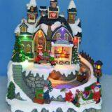 Polyresin Christmas Decoration 13” Led Gingerbread House With Rotating Figurines thumbnail-4