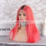 2018 Crazy Red Fashion Color With Dark Roots Full Lace Human Hair Wig thumbnail-3