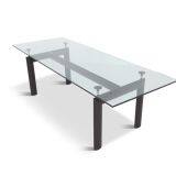 Modern Restaurant Asian Style Steel Legs Glass Long Dining Table thumbnail-2