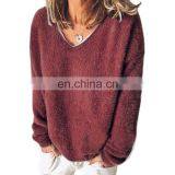 Autumn/winter Womenswear Arctic Velvet Ultra-thin V Neck Long Sleeve Loose T-shirt Hoodie thumbnail-3