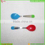 FDA Silicone Spoon With Stainless Steel Handle Silicone Baby Spoon thumbnail-3