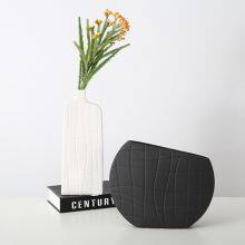 Flat Black And White Stripes Simple Art Style Ceramic Vase, Creative Design Home Decoration thumbnail-4