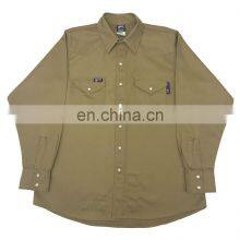 Reusable Washable Long Sleeve FR Fire Retardant Clothing or Shirts For Men's Safety Working Protection in Khaki .