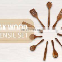 Organic Teak Wood Kitchen Utensil With Spatula Wooden Spoons For Cooking thumbnail-5