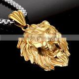 Men's Stainless Steel Animal Lion Head Shape Pendant Necklace thumbnail-2