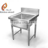 Customs cheap SS industrial commercial Single bowl 304 stainless steel kitchen cabinet with sink with drain hole heavy duty