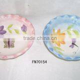 Made in China Frilly Round Ceramic Dinner Coupe Plates Trays