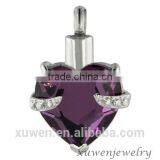 Heart Amethyst 316l Stainless Steel Ashes Cremation Urn Pendant