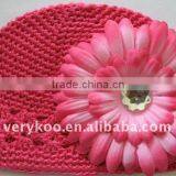 Crochet Newsboy Beanie Kufi Hats With a Daisy Flower thumbnail-1