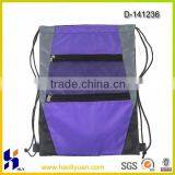 custom design drawstring mesh backpack bag with front pocket