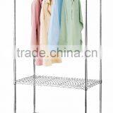 2 Tier Wire Shelving Rolling Cart Garment Rack Single Bar thumbnail-1
