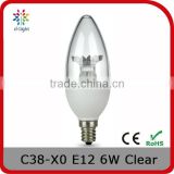 C37 DIM 500LM 6W 50WE E14 FLAME CANDLE CRYSTAL LIGHT FOR AMERICAN MARKET