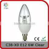 C38 TUNABLE 500LM 6W 40WE E12 CANDLE CLEAR BULB WITH UL STANDARD thumbnail-1
