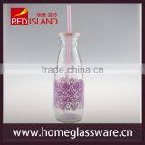 Milk Glass Bottle With Plastic Lids, Straws 2016 New Priducts thumbnail-3