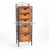 Iron / Wicker Five Drawer Unit thumbnail-1
