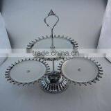 Irregular Cake Stand With Silver Edge and Silver Handle for Weeding/party Use thumbnail-1