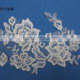 Color Corded Embroidery Bridal Lace Applique Wedding Dresses DIY Lace Applique Motif Corded & Embroidered Lace Applique thumbnail-5