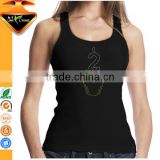 Rhinestone High Heel Shoes for Ladies Cotton Black Tank Tops thumbnail-3