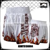 Men's boxing garment 100% polyester satin firepower printed mma muay thai boxing shorts