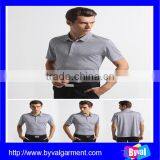 Custom 100% Polyester Pique Men Gray Striped Polo Middle Age Men Polo Shirts thumbnail-2