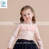 2017 Spring Girls High Neck t Shirt With Lace Long Sleeve Kids Clothing Designs For Girl thumbnail-1