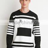 Wholesale Striped Box Print Sweatshirt Custom Design Men's Crew Neck Sweatshirt thumbnail-5