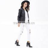2016 Lady Casual Fashion Women Bomber Leather Winter Jacket for Wholesale thumbnail-3
