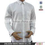 Men's White Linen Shirt With French Cuffs and One Chest Pocket thumbnail-1