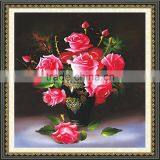 Custom Handmade Red Flower Pattern Embroidery Diamond Painting Cross Stitch Fabric Kit thumbnail-2