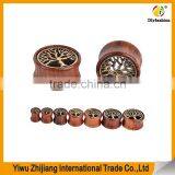 Oasis Plus Tree Of Life Oranic Wood Tunnels Double Flared Ear Stretcher Saddle Plugs Gauge thumbnail-6
