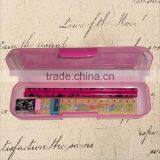 Curtom Logo Print Transparent Colorful Plastic Pencil Case Pen Boxes Set With Pencil Ruler and Eraser thumbnail-4