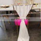Chiffon Ruffled Wedding Chair Cover Sash With Hood thumbnail-2