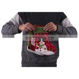 26CM Medium 3D Embroidery Cartoon Decoration and Gift Christmas Stockings With Snowflakes Printing - Snowman thumbnail-6