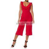 Custom Red Frill Culotte Jumpsuit Women's Fashion Casual Wear thumbnail-5