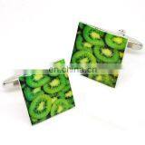 2017 Novelty Cufflinks Kiwi Fruit Cufflinks, Brass Stampe Logo Printing Kiwifruit Cufflink for Men