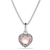 925 Silver Jewelry Cable Heart Pendant with Morganite(P-085)