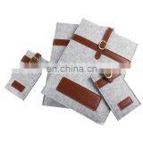 Leather Decoration Felt Tablet Sleeve Protective Pouch Bag Set With Cell Phone Storage Bags thumbnail-7